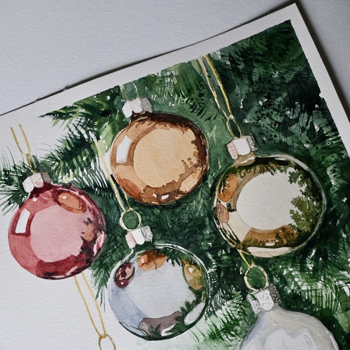 Мастер-класс «Новогодние шары акварелью»